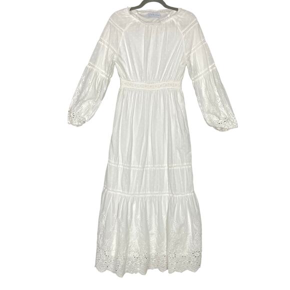 Veiled Collection White Eyelet Long Sleeve Maxi Dress Size XS - Picture 1 of 12